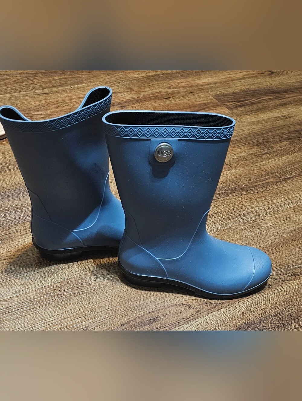 UGG Light Blue Waterproof Rain Boots with Pull Tabs